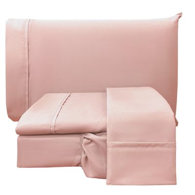 Jogo de Cama Lençol Casal Conforto Percal 300 Fios 4 Peças - Rosê
