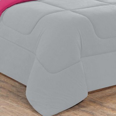 Kit Edredom Malha 100% Algodão Gran Moratta 3 Peças Casal - Cinza/Pink