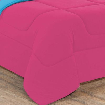 Kit Edredom Malha 100% Algodão Gran Moratta 3 Peças Casal - Pink /Azul Turquesa