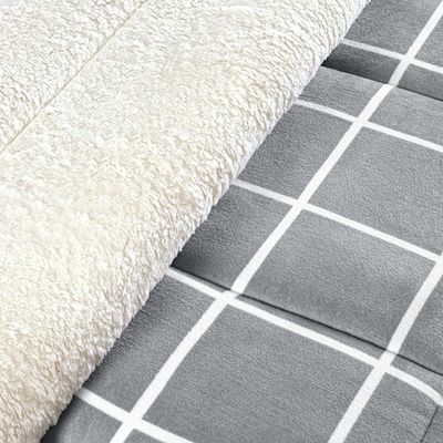 Edredom Coberdrom Austim King Original Sherpa e Manta - Cinza