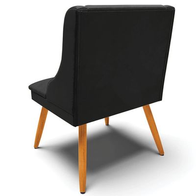 Kit 4 Cadeiras Decorativas Sala de Jantar Pés Palito de Madeira Firenze Veludo Preto/Natural G19 - Gran Belo