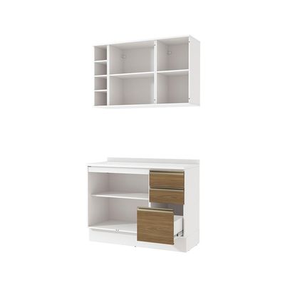 Armário De Cozinha Compacta Garrafeiro 100% Mdf 120cm Branco/nogueira Celeste Kappesberg