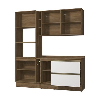 Armário De Cozinha Compacta 100% Mdf 205cm Nogueira/branco Celeste Kappesberg
