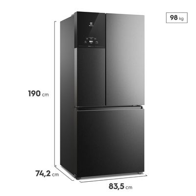 Geladeira Electrolux 3 Portas 590 Litros, Frost Free, Inverse, Black Inox - IM8B Preto / 220V