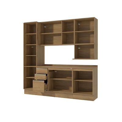 Armário De Cozinha Compacta Nicho Micro-ondas 100% Mdf 230cm Nogueira Celeste Kappesberg