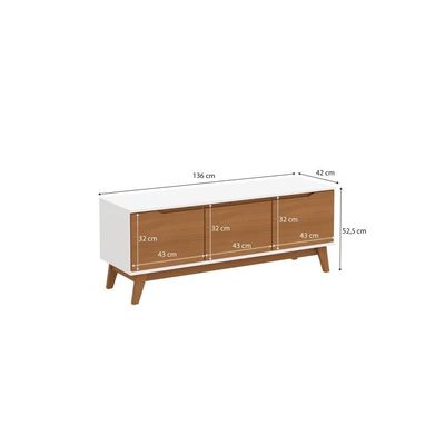 Rack Kappesberg 3 Portas Branco/canela 136cm