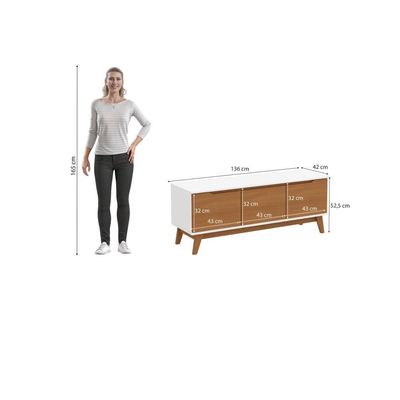 Rack Kappesberg 3 Portas Branco/canela 136cm