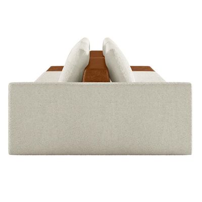 Sofá Ilha Modular Living Com Puff 232cm Georgia Z08 Boucle Bege/caramelo - Mpozenato