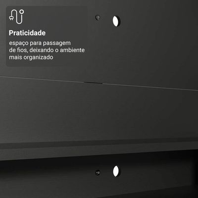 Rack Com Painel Para Tv Até 60 Polegadas 180 Cm Com Pés Preto/rustic Reims Madesa Preto/rustic