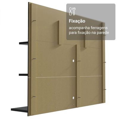 Rack Com Painel Para Tv Até 60 Polegadas 180 Cm Com Pés Preto/rustic Reims Madesa Preto/rustic
