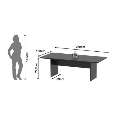 Mesa De Escritório Reunião 220cm Multimóveis Cr25336 Preto
