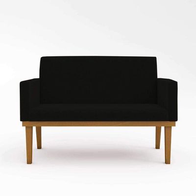 Kit Sofá Namoradeira + Poltrona Reforçada ? Sala De Estar Cor:preto