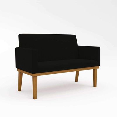 Kit Sofá Namoradeira + Poltrona Reforçada ? Sala De Estar Cor:preto