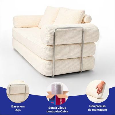 Sofá-Cama 3 Lugares SmartBox 1.88m AirPress Compacto XpandTech Bege