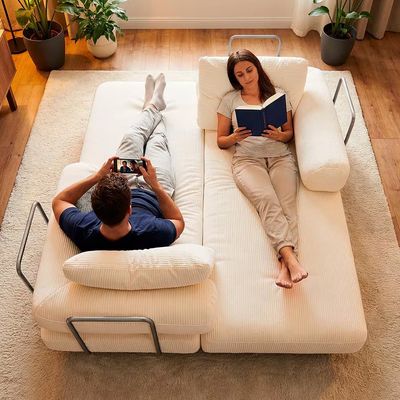 Sofá-Cama 3 Lugares SmartBox 1.88m AirPress Compacto XpandTech Bege
