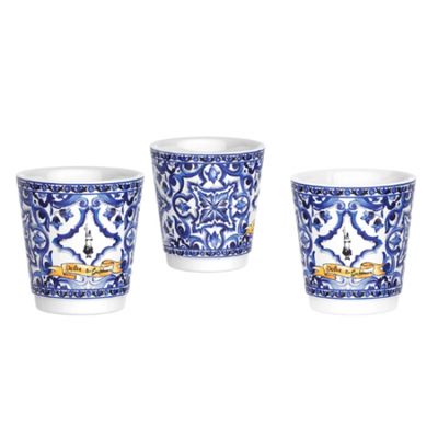 CONJUNTO BIALETTI DOLCE & GABBANA MOKA CAFETEIRA EXPRESS COM 3 XÍCARAS DE PORCELANA AZUL MEDITERRANEO 10350503