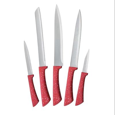 Conjunto Facas Euro Home Colorstone 5 Peças Aço Inox Cabo Ergonômico Design Moderno Vermelho