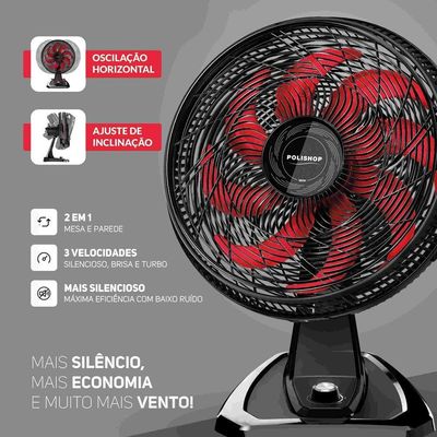 Ventilador 2 Em 1 De Mesa E Parede Polishop 40cm 110V