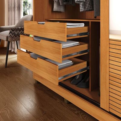 Guarda-roupa Casal Com Espelho 2 Portas Correr 3 Gavetas 237cm Multimóveis Cr35397 Nature