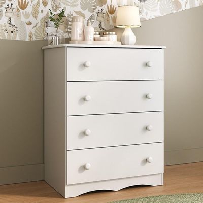 Cômoda Infantil 65cm Com 4 Gavetas Realeza Multimóveis Mp4433 Branco Branco