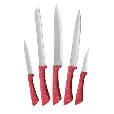 Conjunto Facas Colorstone 5 Peças Aço Inox Cabo Ergonômico Design Moderno Euro Home Vermelho