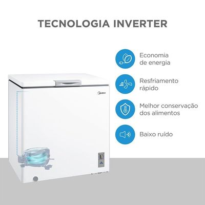 Freezer Horizontal 142L Inverter Branco Midea MDRC207SFZ013 Bivolt