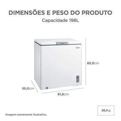 Freezer Horizontal 142L Inverter Branco Midea MDRC207SFZ013 Bivolt