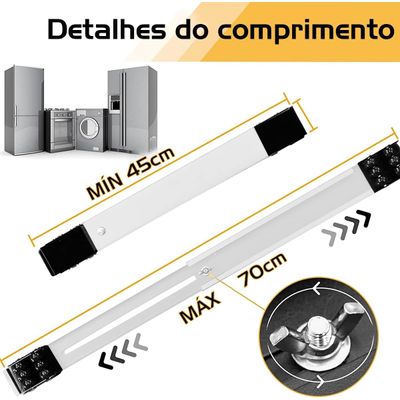 Suporte Com Rodinhas Base Ajustável Máquina Lavar Fogão Geladeira Móveis Resistente