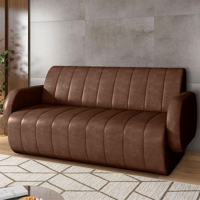 Sofá 3 Lugares Sala Living Orgânico 188cm Fávara K01 Couríssimo Marrom - Lyam Decor