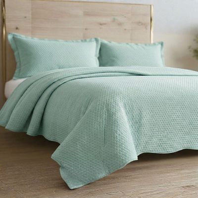 Kit Cobre Leito Colcha Charlote King 3 Peças Dupla Face Liso Classic - Verde - 100% Poliéster