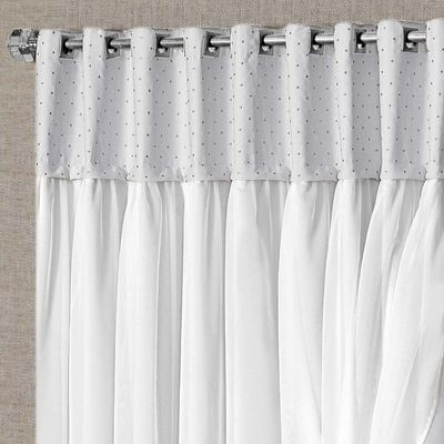 Cortina Dubai Tecido Blackout e Voal 2,00m x 1,70m Janela Sala Quarto - Branco Gelo