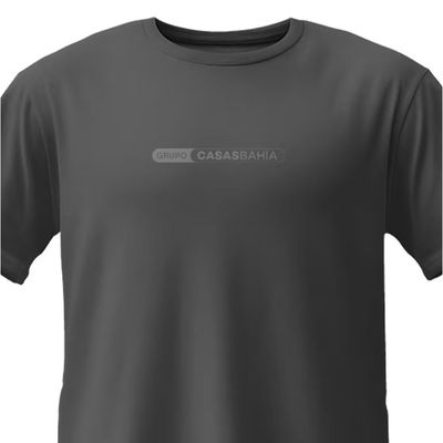 Camiseta Manga Curta Fit Algodão Estampada Preta Grupo Casas Bahia XG / Cinza