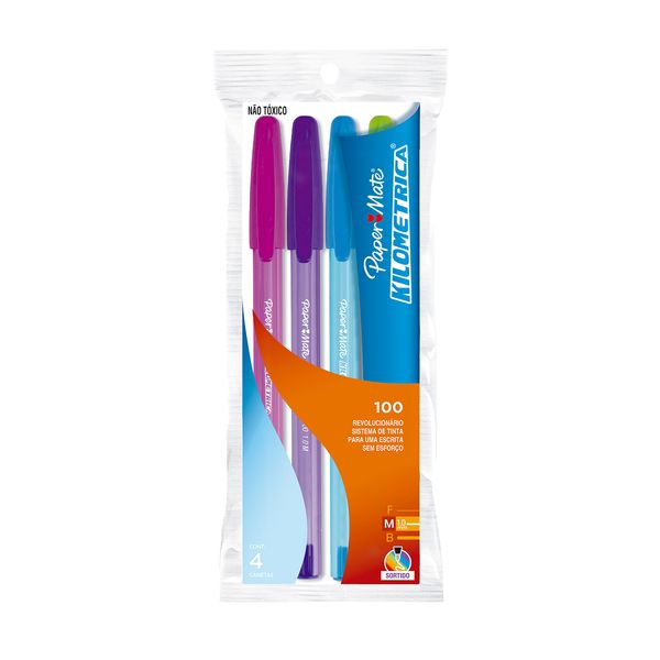 Caneta Esferográfica Papermate Colors 1.0mm com 4 Unidades