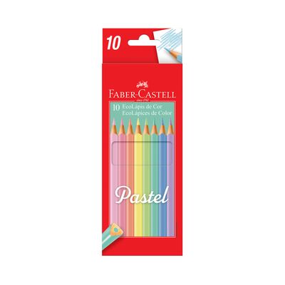 Lápis de Cor Faber-Castell Pastel Eco com 10 Cores