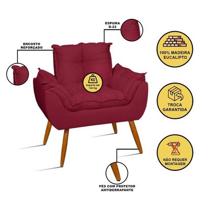 Kit 02 Poltronas + Namoradeira + Puff Opala Balaqui Decor Marsala