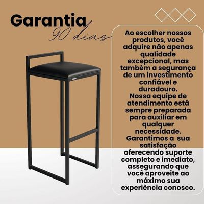 Kit 3 Banquetas Corino Ferro Cozinha Balcão Alta Bistro Branco