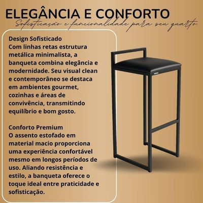 Kit 3 Banquetas Corino Ferro Cozinha Balcão Alta Bistro Branco