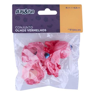 Kit Olhos de Plástico Halloween Play&Fun Vermelho