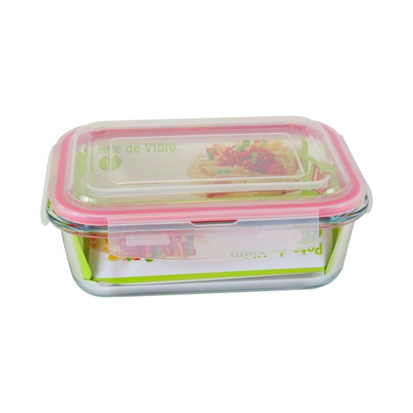 Pote de Vidro Hermético Cazza Retangular Click Transparente 1L Pote de Vidro Hermético Cazza Retangular Click Transparente 1L