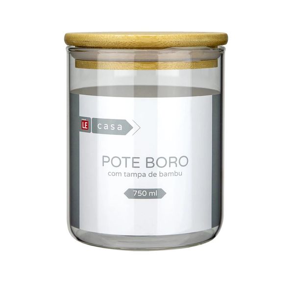 Pote para Mantimento Cazza em Vidro Borosilicato Hermético com Tampa Bambu 750ml Pote para Mantimento Cazza em Vidro Borosilicato Hermético com Tampa Bambu 750ml