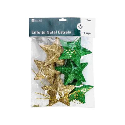 Enfeites de Natal Le Estrelas 7cm com 6 Unidades
