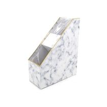 Kit Office Le Mármore Cinza Foil Gold com 1 Porta Revistas, 1 Porta Lápis e 1 Organizador de Mesa