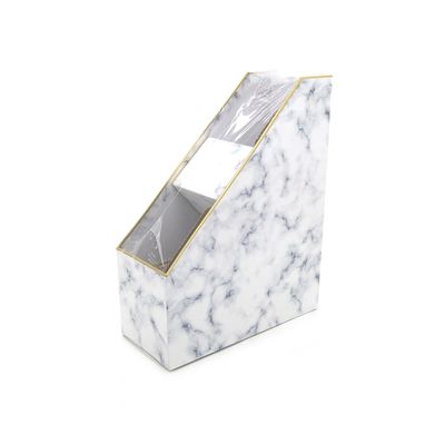 Kit Office Le Mármore Cinza Foil Gold com 1 Porta Revistas, 1 Porta Lápis e 1 Organizador de Mesa