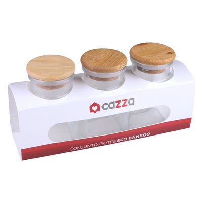 Conjunto Potes Vidro Eco Bamboo CV244949 Cazza