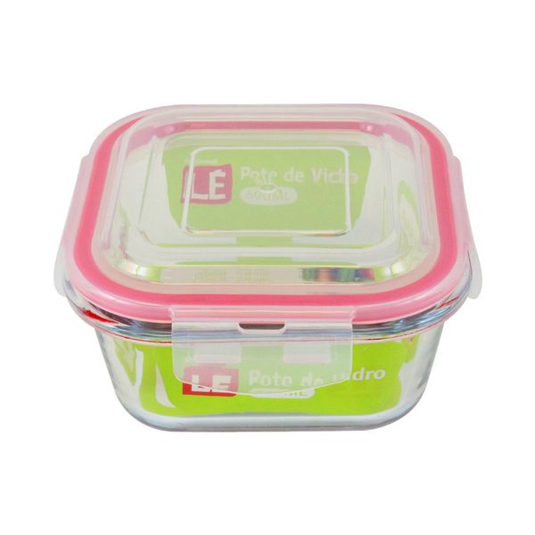 Pote de Vidro Hermético Quadrado Le Click Transparente 500ml Pote de Vidro Hermético Quadrado Le Click Transparente 500ml