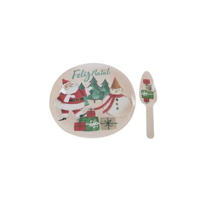 Prato para Bolo Natal Le Magia com Espátula 33cm