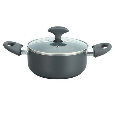 Caçarola Cerâmica Cazza com Tampa de Vidro Cinza 22m