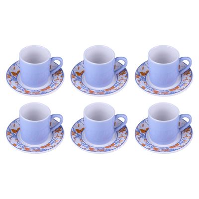 Conjunto de Xícaras Cazza Provence em Cerâmica com Pires 80ml - Item Sortido