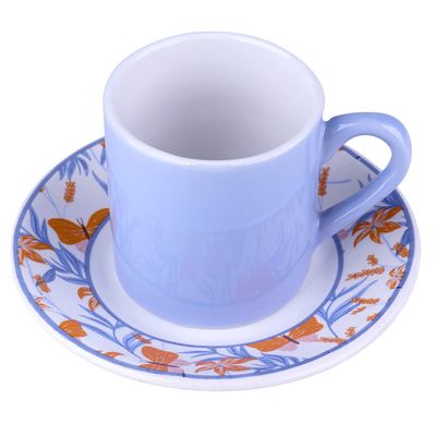 Conjunto de Xícaras Cazza Provence em Cerâmica com Pires 80ml - Item Sortido