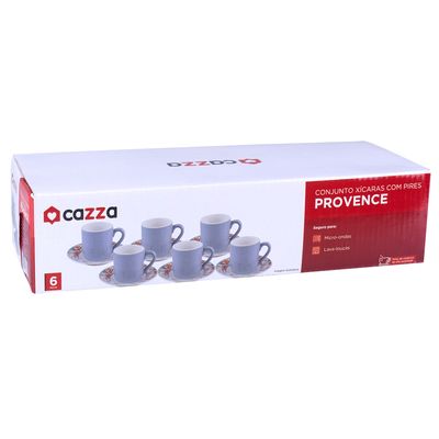 Conjunto de Xícaras Cazza Provence em Cerâmica com Pires 80ml - Item Sortido